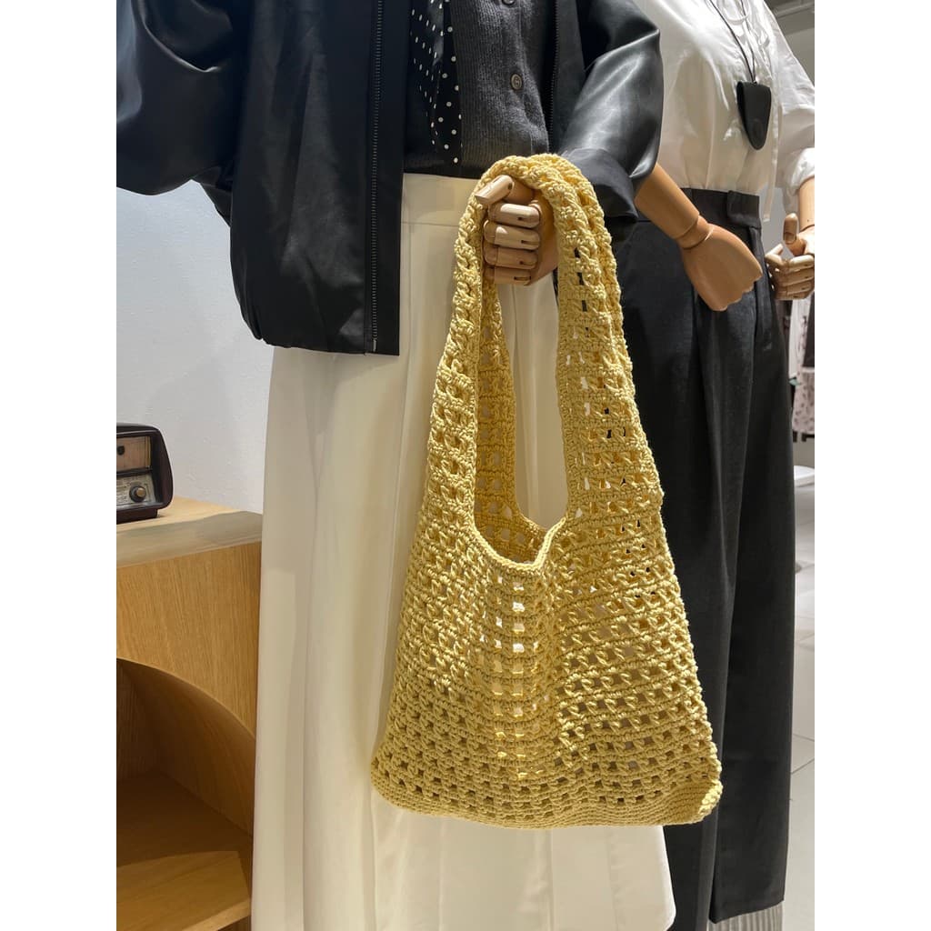 Estilo preguiçoso saco de crochê novo estilo nicho High-End saco de malha grande capacidade bolsa de ombro dopamina fio