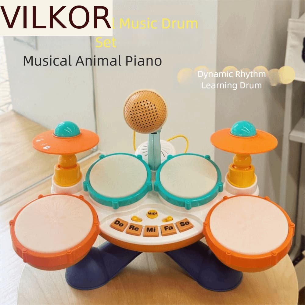 Conjunto De Bateria Infantil VILKOR , Instrumentos Musicais Para Bebês Sem BPA De Aprendizagem Montessori , Com Brinqued
