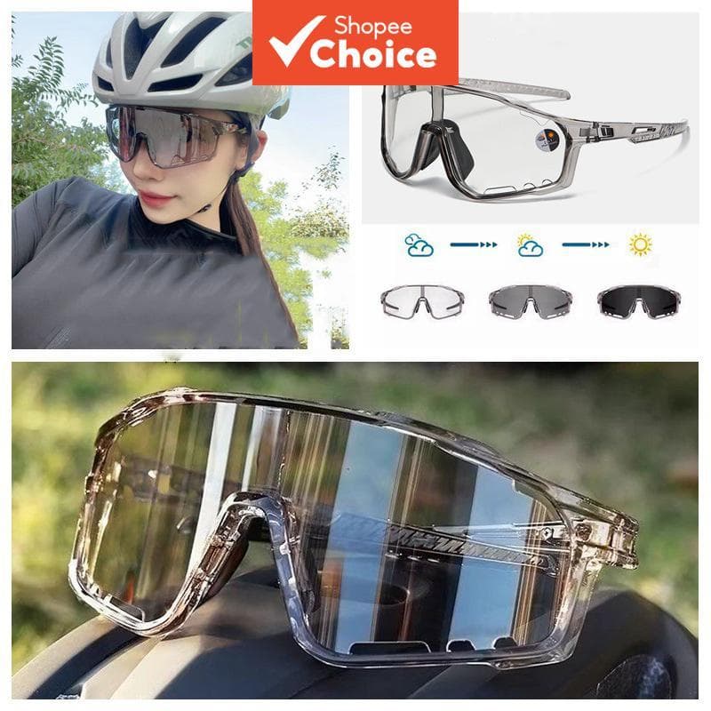 Óculos De Sol Fotocromáticos Para Ciclismo Esportivos À Prova De Vento Uv De Armação Grande