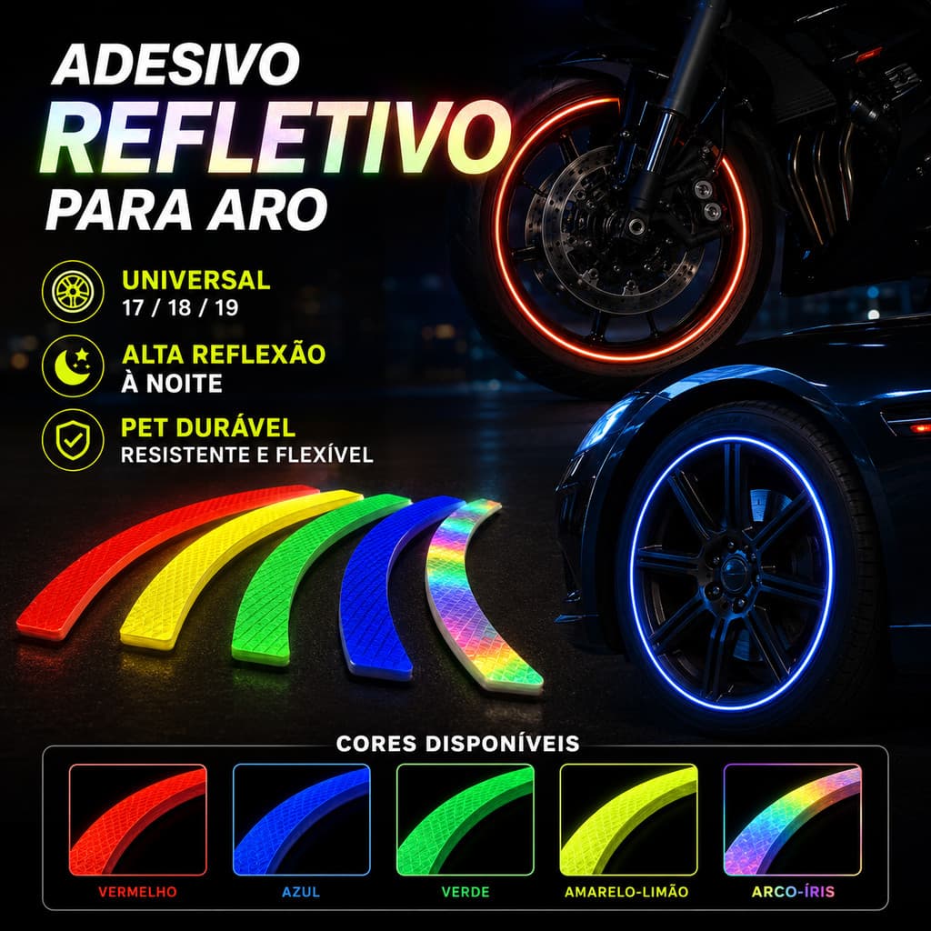 Adesivo Refletivo Para Aro De Roda , Decoração Universal De Fita Carro E Motocicleta