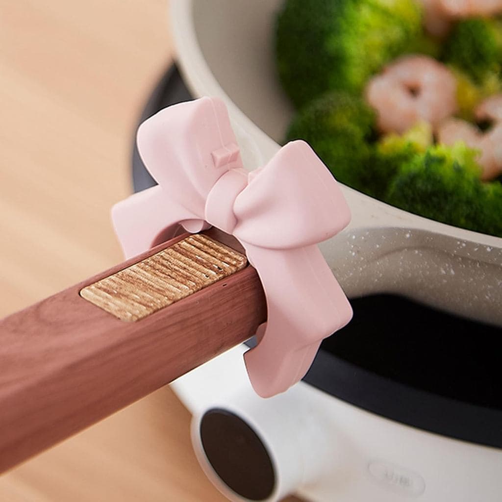 Suporte para Espátula, Descanso de Utensílios de Cozinha em Silicone em Forma de Laço para Borda de Panela, Acessório de