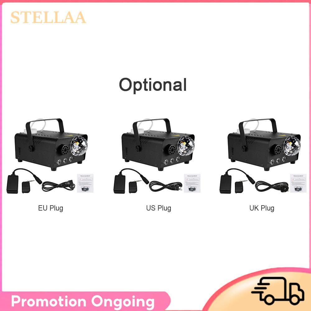 Stellaa Máquina de neblina portátil RGB de 600 W com luzes LED de 3 cores Bola de luz Tanque de 250 ml Fumaça de palco