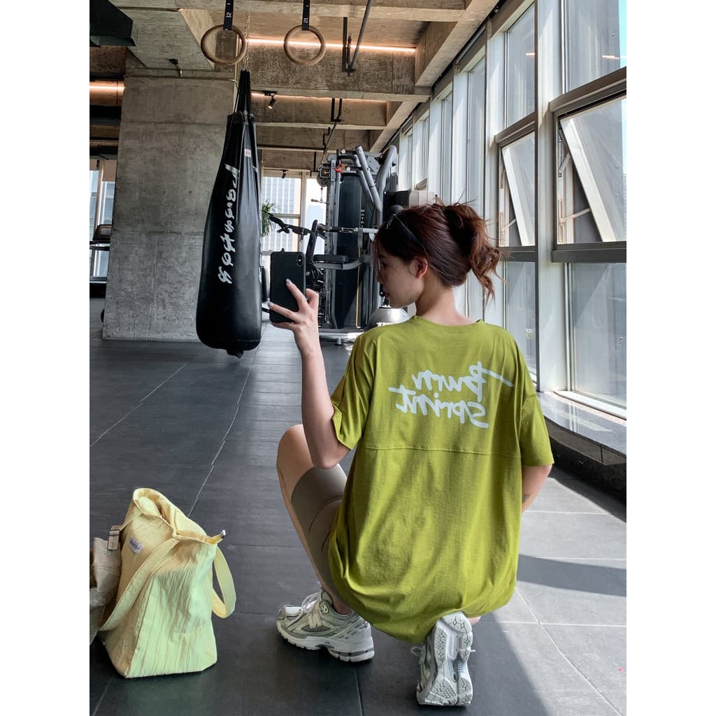 Voltar carta esportes camiseta feminina mais magro olhar solto tamanho grande gordura mm roupas de Yoga de secagem rápid