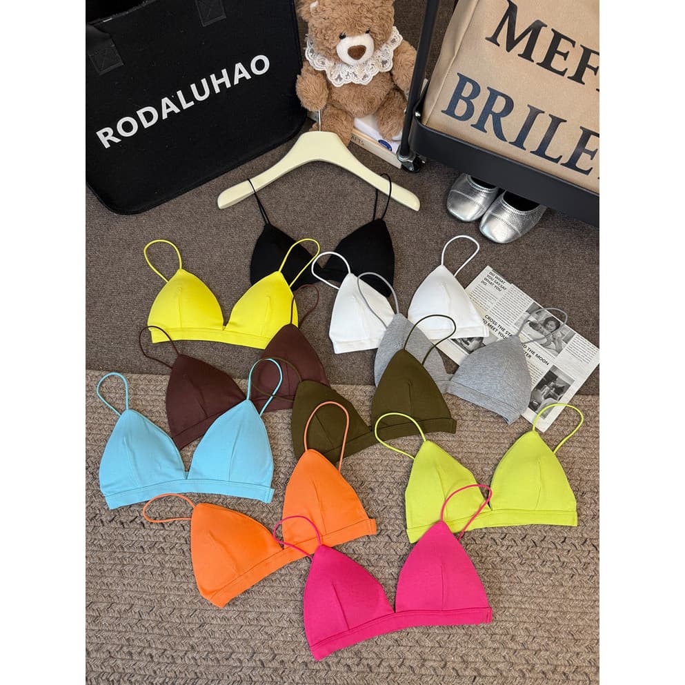 Kumkumikumi Doba Amino biquíni sutiã roupa interior feminina verão novo estilo respirável cor sólida triângulo copo envo