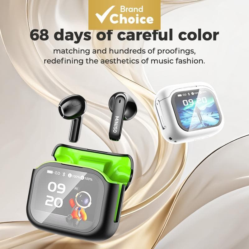 Outros Miniso MS103 Fones De Ouvido Ai Tradução LCD Tela Toque Inteligente Multifuncional Bluetooth Anc Enc Ruído