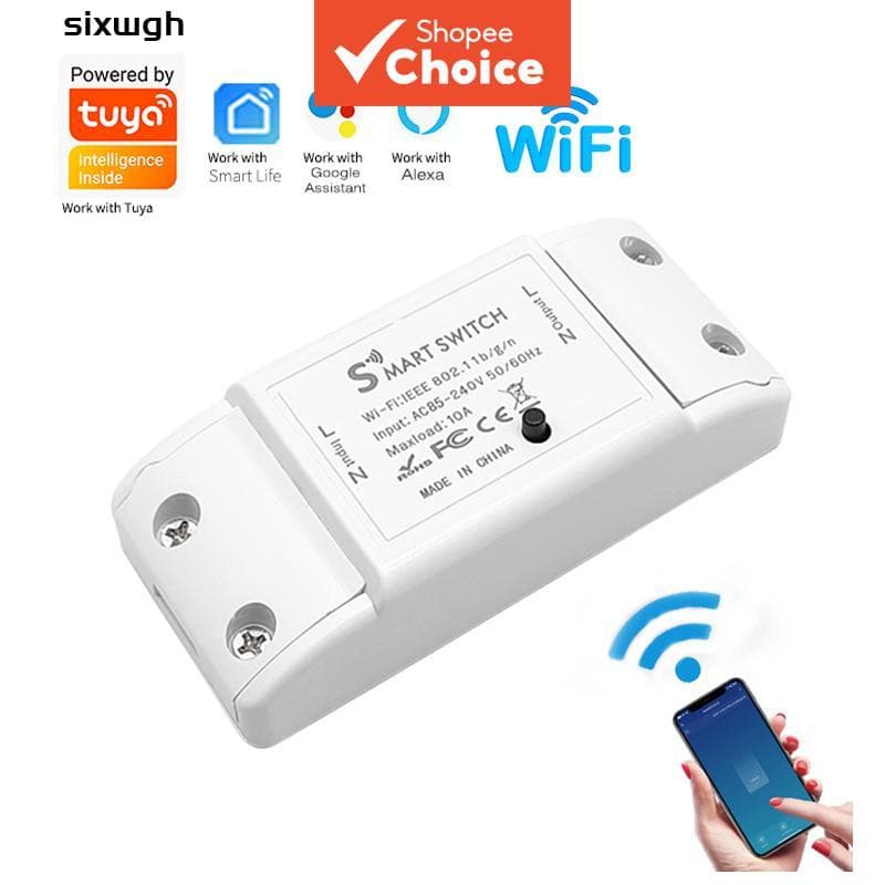 Módulo Mini Interruptor Inteligente Wi-Fi DIY Tuya, Relé Sem Fio, Controle por Voz e Temporizador