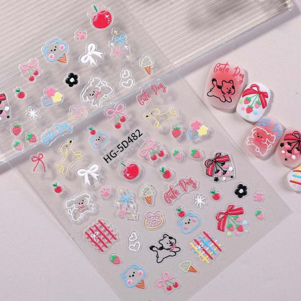 Adesivos de Manicure verão colorido dos desenhos animados 5D tridimensional doces arco festa feriado diy decorações de u