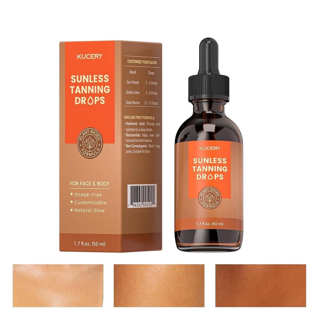 Gotas de Bronzeamento Sem Sol para Rosto e Corpo - Gotas Autobronzeadoras à Base de Plantas com Ingredientes Botânicos,