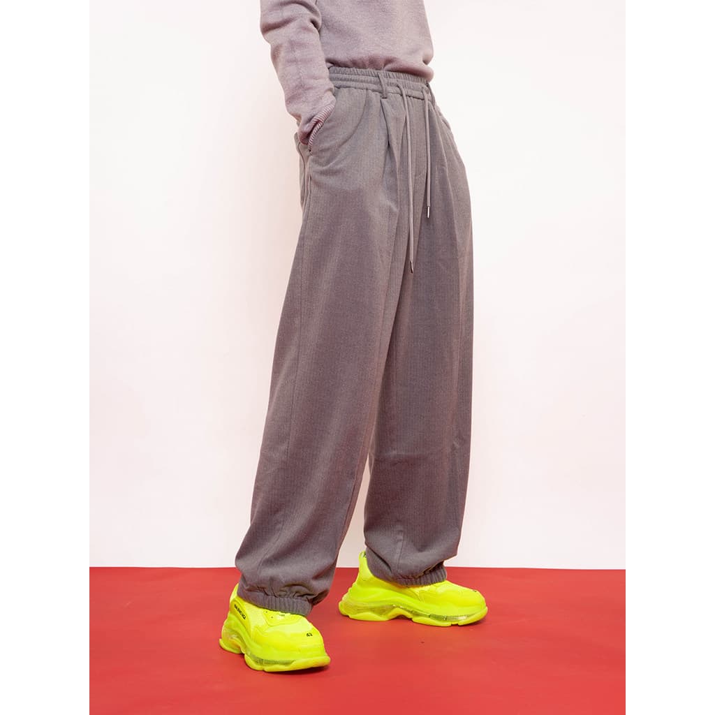 CLP Preto Cinza Cintura Elástica Calças Casuais Calças Esportivas Bloomers Homens Mulheres Soltas Retas Perna Larga Calç