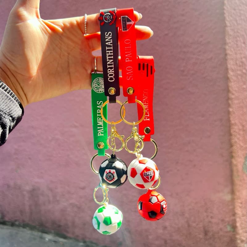 Chaveiro Bola de Futebol para Chaves 3D Emborrachado Mochila Bolsa Times Brasileiros