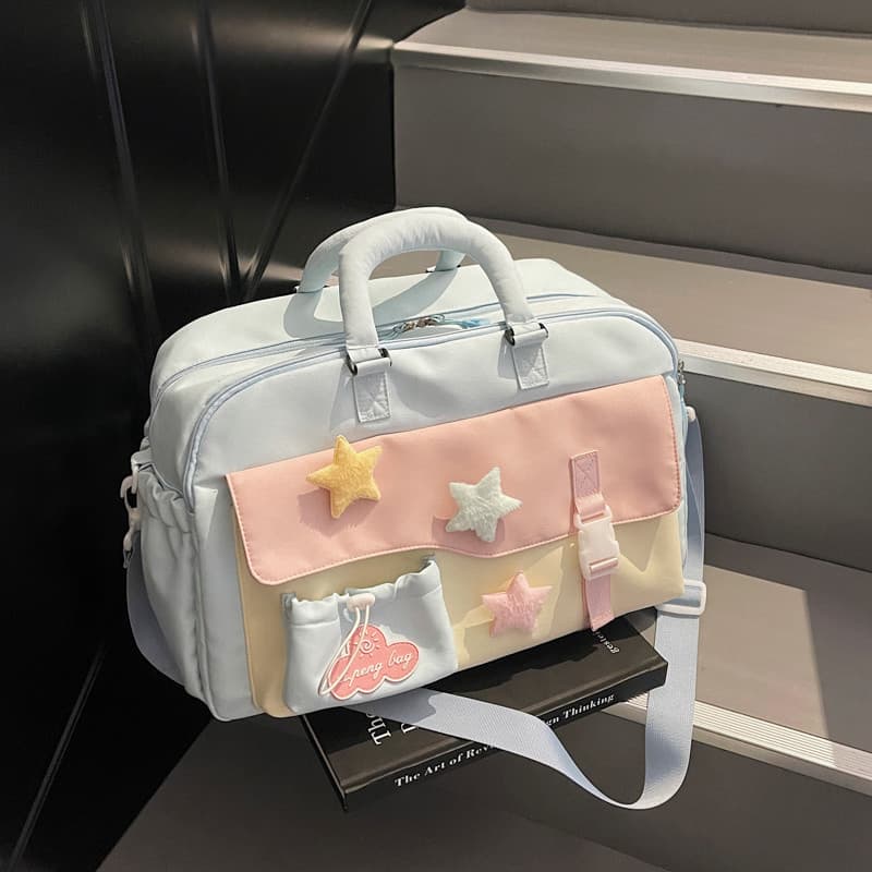 Bolsa de viagem fofa estrela Macaron bolsa de bagagem de curta distância viagem de negócios embarque sacola de grande ca
