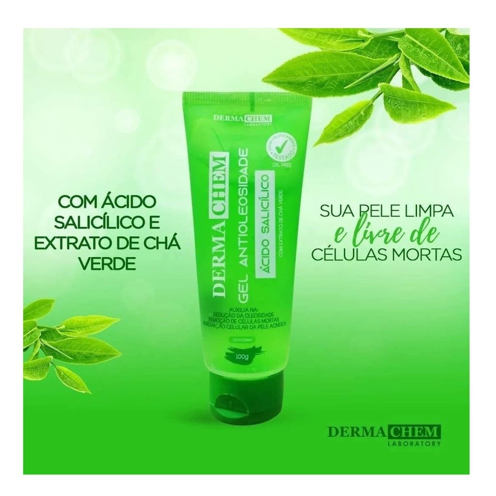 Gel Anti-Oleosidade Para Pele Oleosa Extrato de Chá Verde - Dermachem 100g