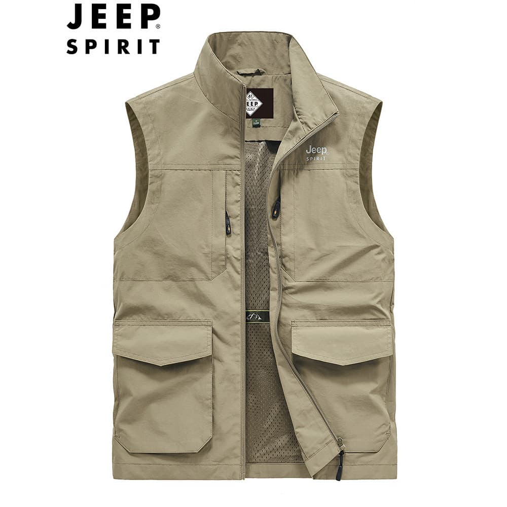 JEEP espírito colete masculino primavera outono Multi-saco colete lazer esportes montanhismo ferramentas colete masculin