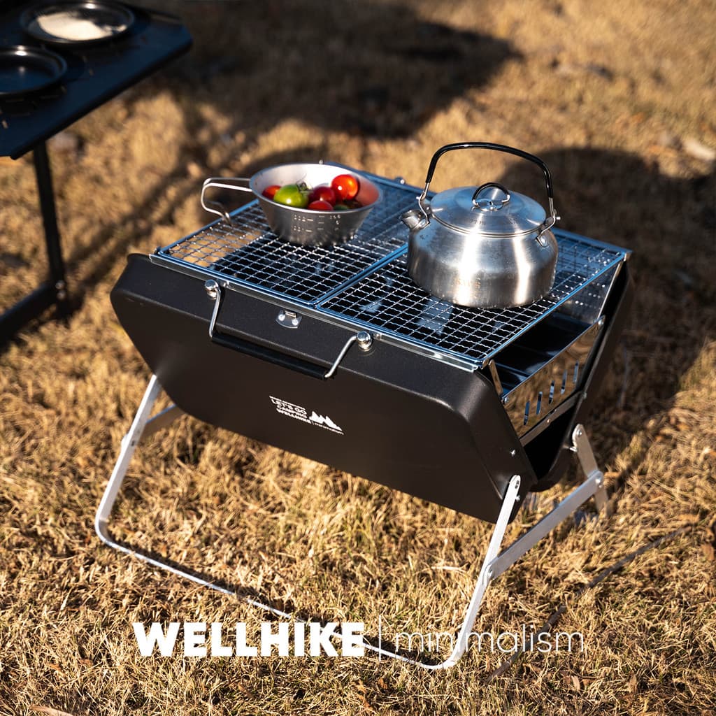 WELLHIKE grelha selvagem grande churrasqueira acampamento portátil estação de fogo churrasco a carvão ao ar livre fogão