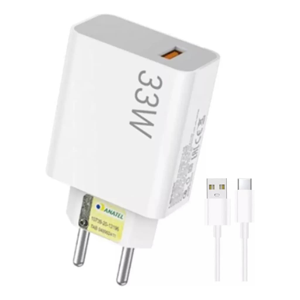 Carregador Celular Turbo 33w Universal + Cabo Rápido Usb