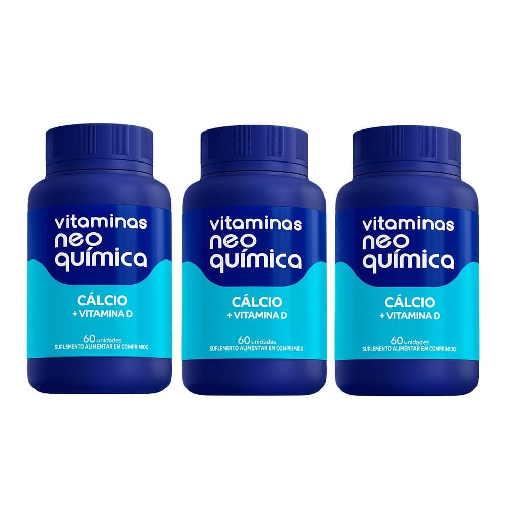 Kit 3 Frascos Cálcio + Vitamina D Neo Química Original