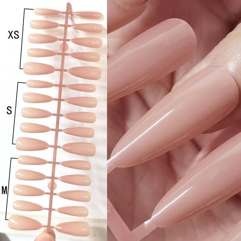 Beautyus 30 Pçs Simples Cor Da Pele Rosa Unhas Falsas Conjunto De Longas Imprensa Em Cobertura Completa Ferramentas De M