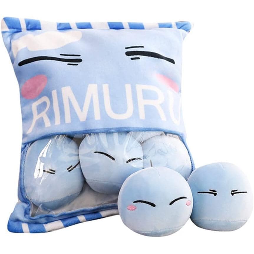 Boneco de Pelúcia de Animal Fofo Removível Anime Slime, Almofada de Pelúcia Removível, 6 Bonecos Fofos Internos (Azul)