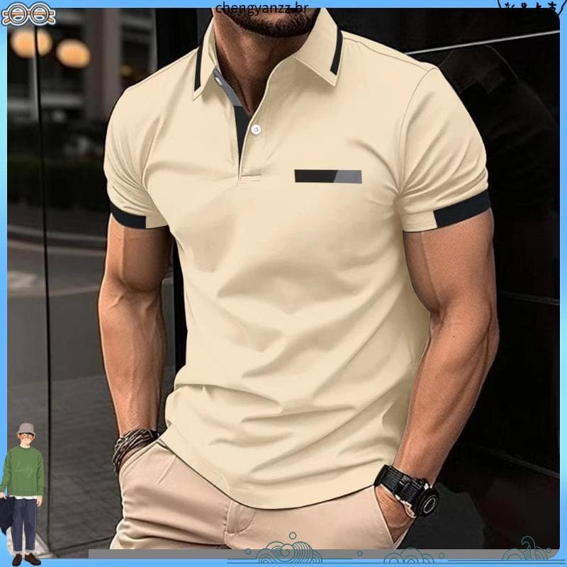 Nova Moda Bouti que CSA Masculino E # 39camisa Polo De Verão Para Negócios Lazer – Gola De Manga Curta Confortável Respi