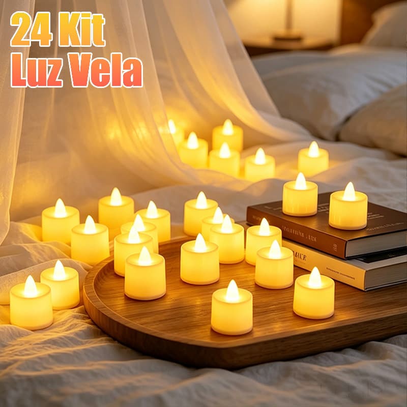 Kit 24 Velas Led Amarelas Eletrônica Decorativa Para Festa Casamento Decoração Ambiente