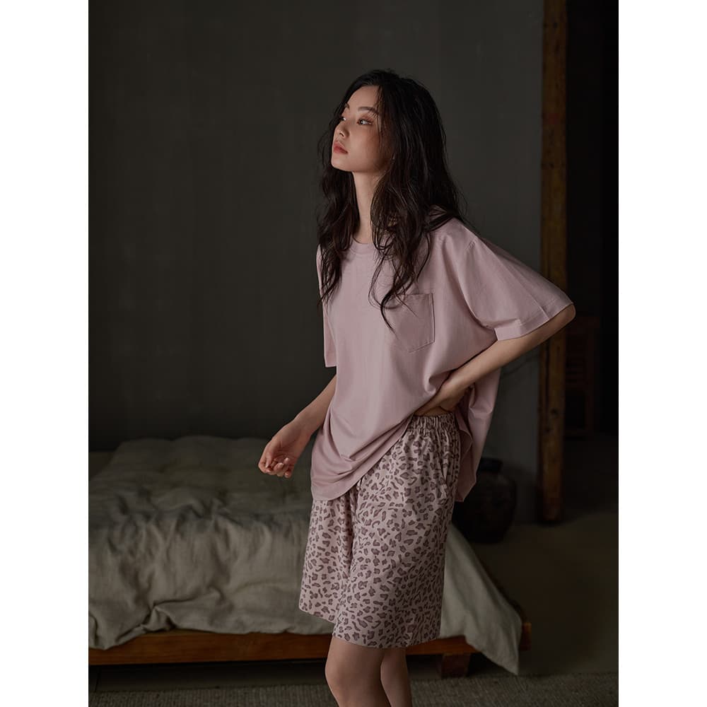 Symphony 25 pijamas femininos verão Modal algodão manga curta terno de duas peças Loungewear moda leopardo impressão pod