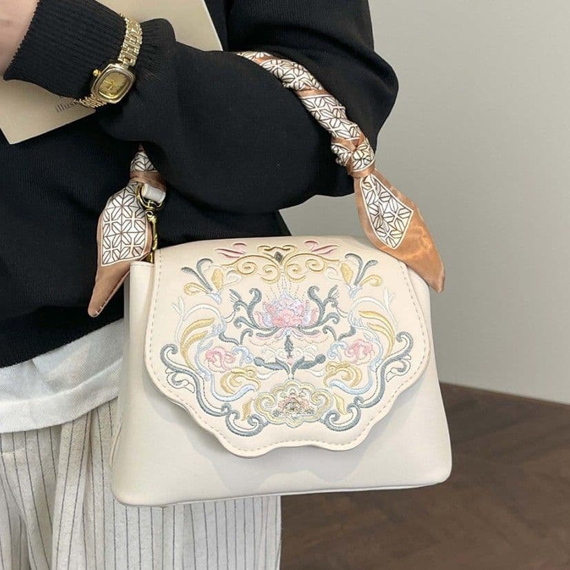 Bolsa transversal artística bordada em estilo chinês, nova moda feminina 2026, bolsa de ombro feminina de alta qualidade