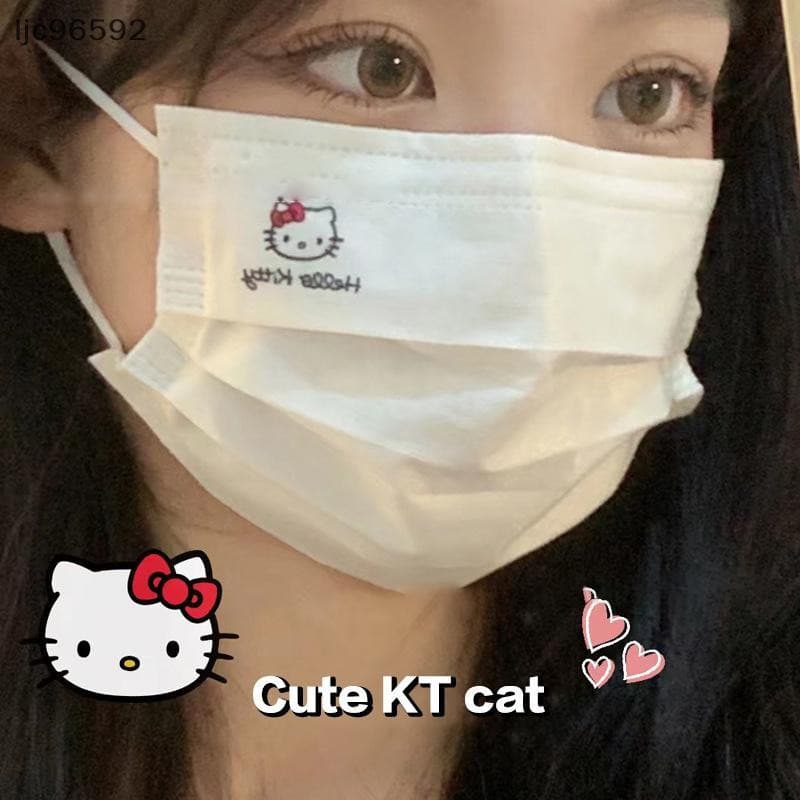 [ljc] Máscara Impressa Fofa Hello Kitty Kuromi Pochacco Criativa Personalizada Descartável Embalada Independentemente [B
