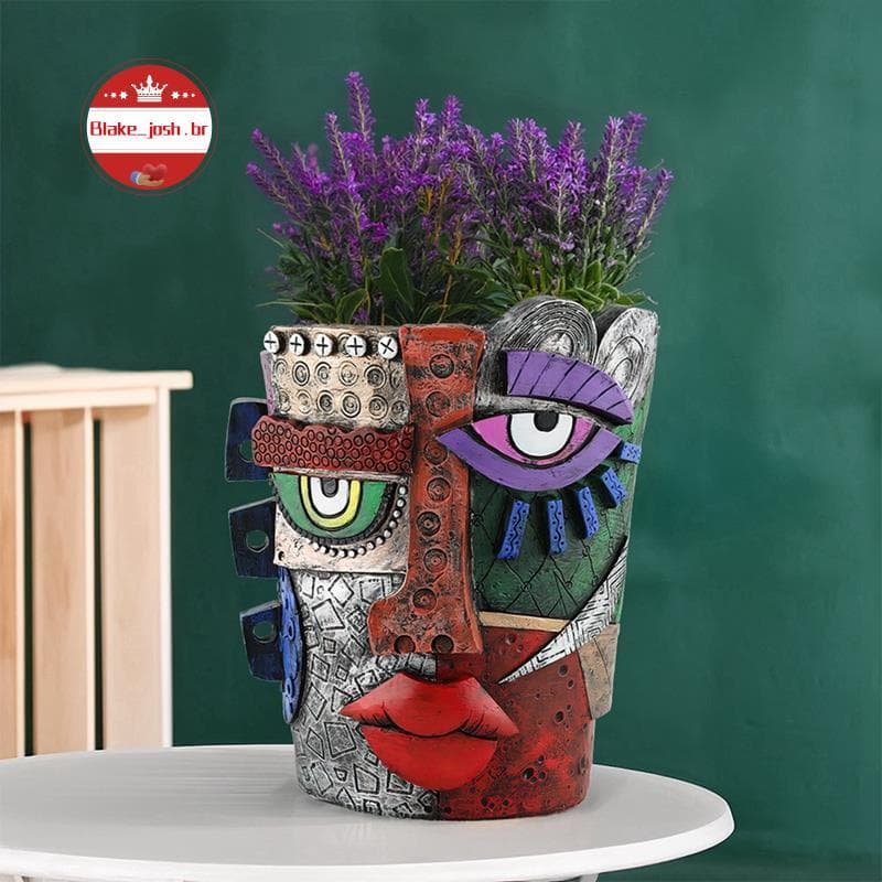 [Qualidade B] Rosto Abstrato Planta Vaso De Flores Ornamento Display Caneta Titular Plantador