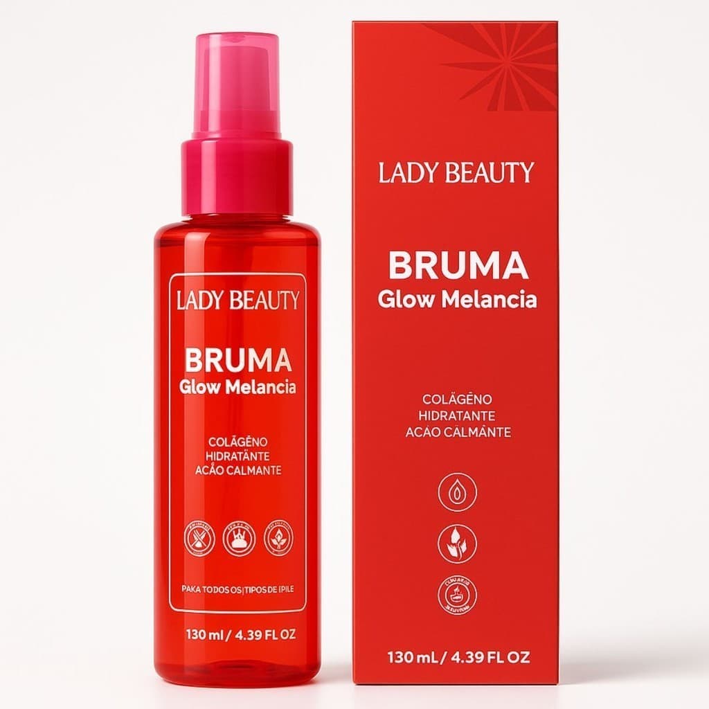 Bruma Fixadora Glow Melancia Lady Beauty – Hidratação, Colágeno e Efeito Iluminado 130ml