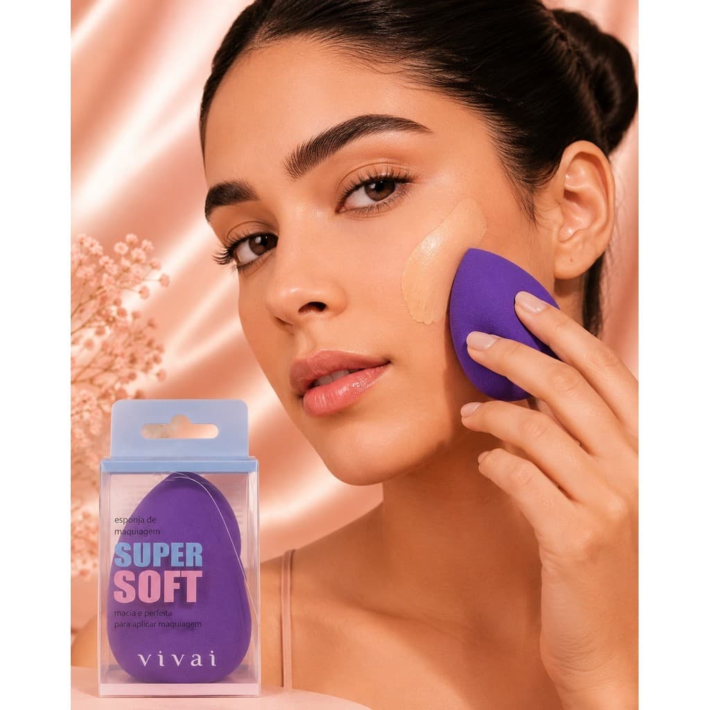 Esponja para Maquiagem Vivai Super Soft Gota Macia Cor Sortida Embalagem Individual