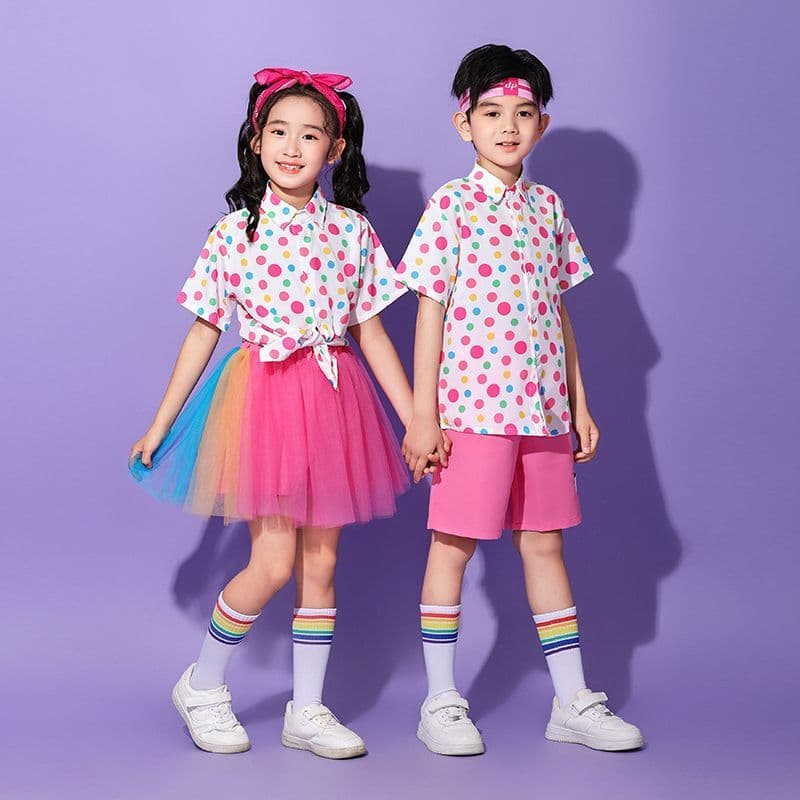 Traje de desempenho do dia das crianças pequeno traje do jardim de infância classe uniforme gaze saia dança coro desempe