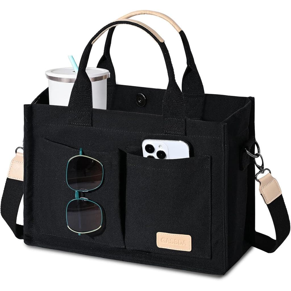Bolsa de Lona GASSDA para Mulheres, Bolsa de Trabalho Transversal com Bolsos, Alça Superior, Bolsa de Mão, Bolsa de Ombr