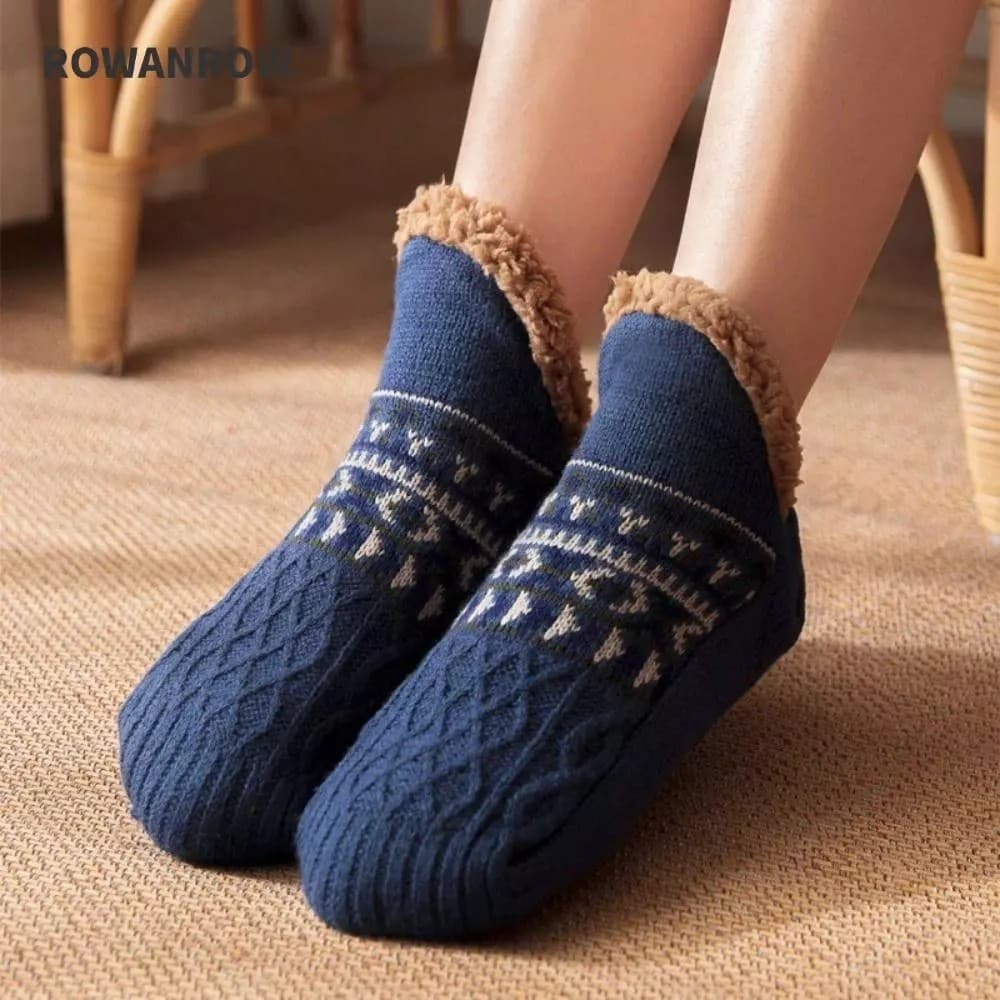 ROWAN 1 Par de Meias de Chão Quentes, Grossas e Antiderrapantes, Pantufas de Pelúcia Fofas para Mulheres e Homens 5A4L