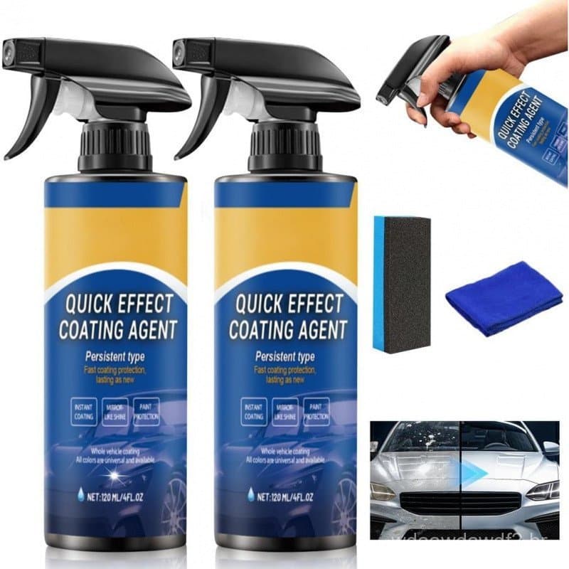 Pacote com 2 unidades de agente de revestimento de efeito rápido para carros, spray de revestimento para carros, agente