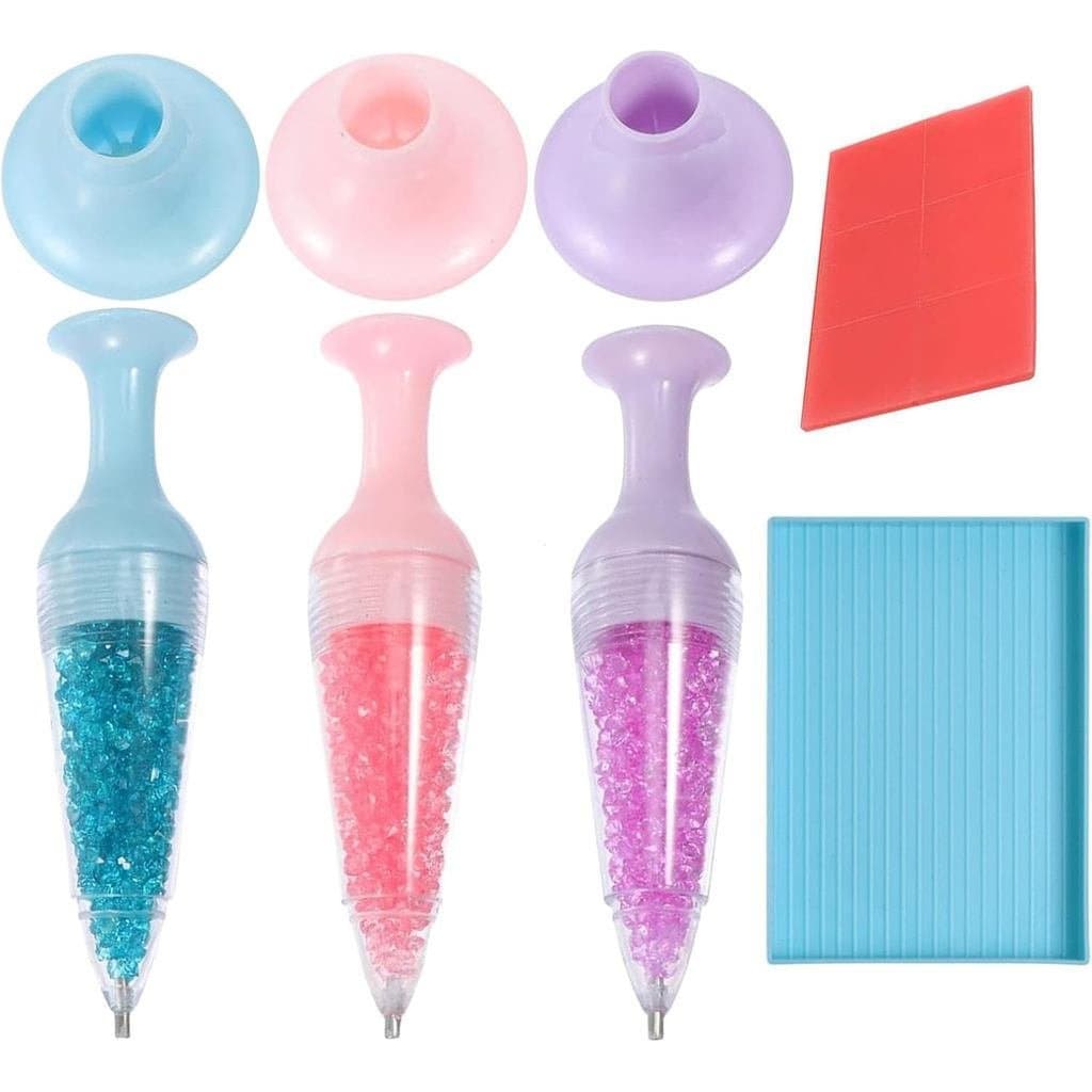 Marcadores de Arte com Pedras Preciosas para Pintura de Unhas, Conjunto de Canetas Diamante, 3 Peças