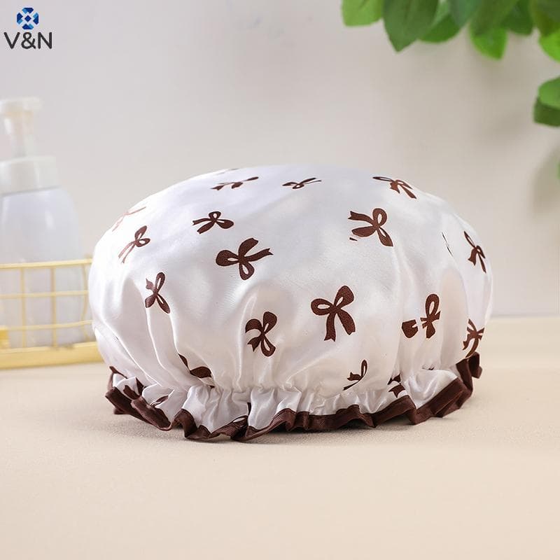 (V & N) Touca De Banho À Prova D'água De Camada Dupla , Antiincrustante , Capa De Cabelo De Cozinha , Banheiro , Chapéu