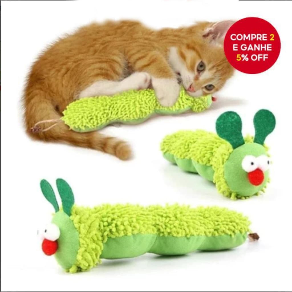 Brinquedos para gatos na fase de dentição – em formato de lagarta, feitos de catnip e erva para gatos