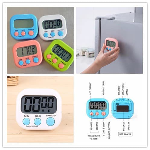 Temporizador Digital LCD para Cozinha, Relógio de Alarme para Forno, Temporizador Magnético de Contagem Regressiva