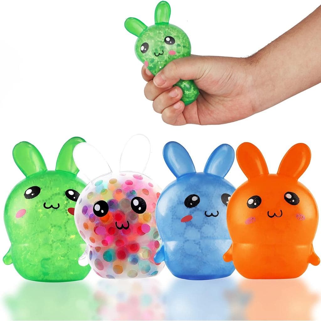 Enchimentos para Cesta de Páscoa, Pacote com 4 Bolas Antiestresse Macias de Coelhinho da Páscoa, Brinquedos de Páscoa, B