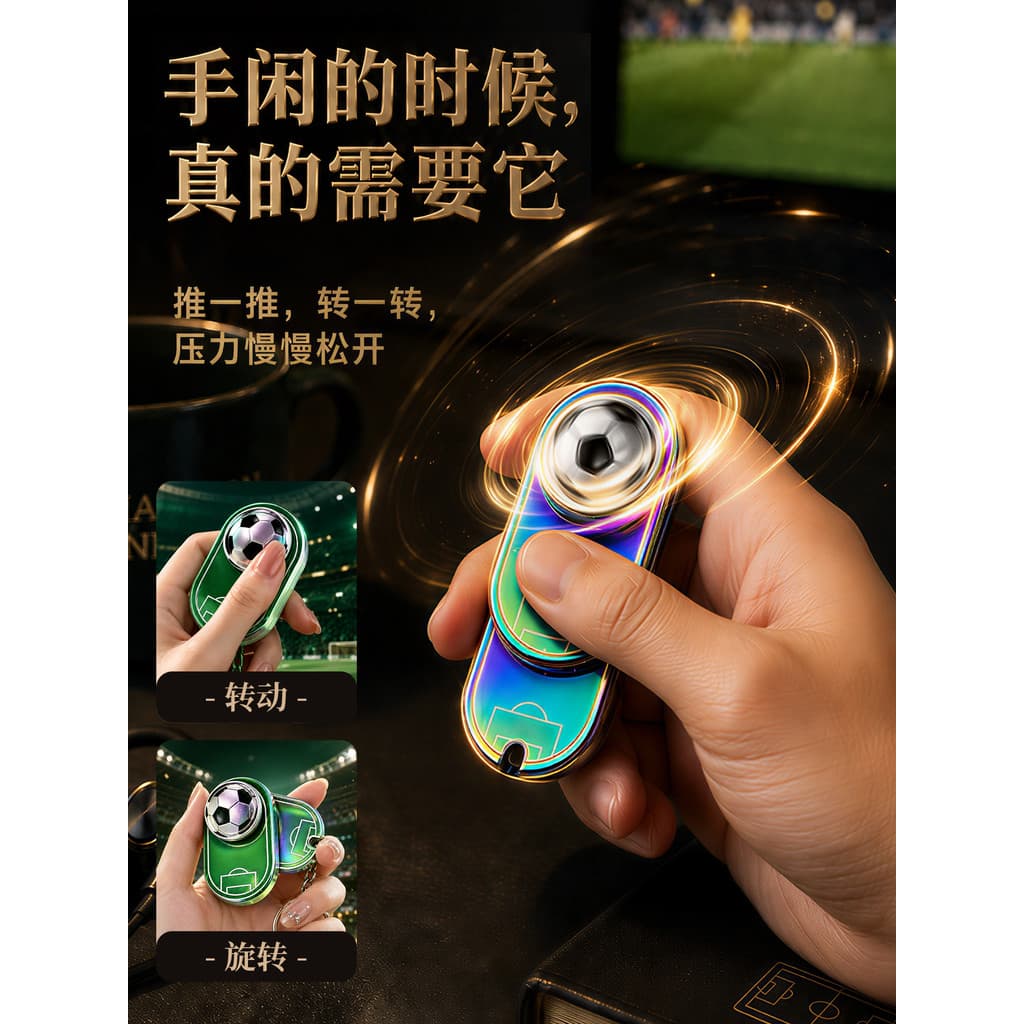 Fingertip Football Court Keychain Descompressão Futebol edc Push Card Fidget Spinner Push Pingente Brinquedo da Copa do