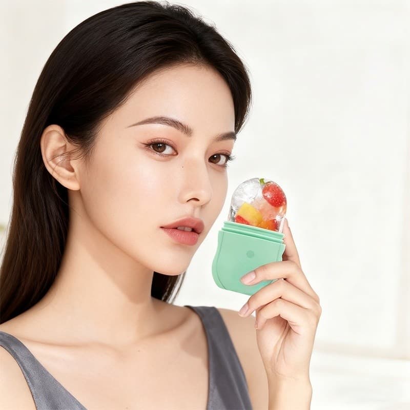 Massageador Facial Rolo De Gelo Silicone Escova Limpeza Facial