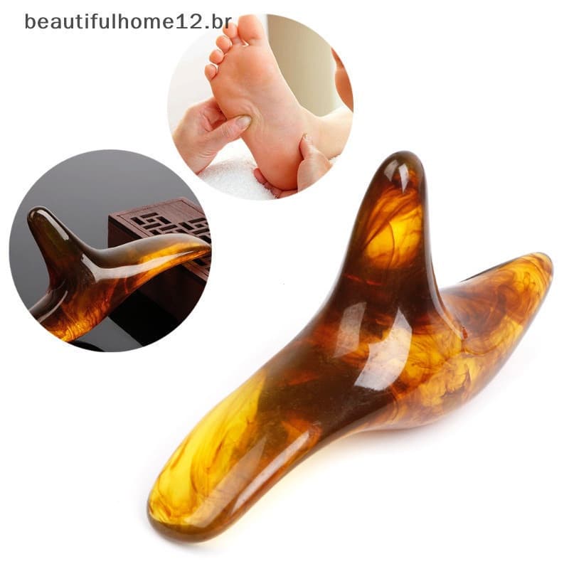 BFBR Resina Âmbar Triângulo Cera Pés Massageador De Gua Sha Acupuntura Shiatsu Ferramenta ~