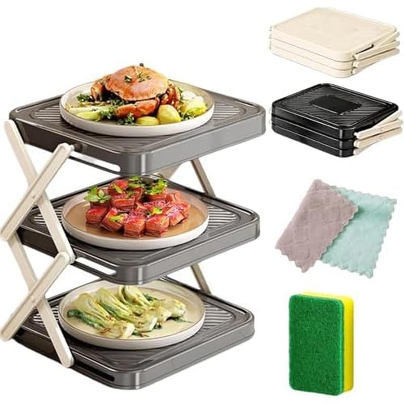 Prato Multicamadas & amp ; Rack De Armazenamento De Bandeja De Preparação , Suporte Multifuncional , Placa Vertical Dobr
