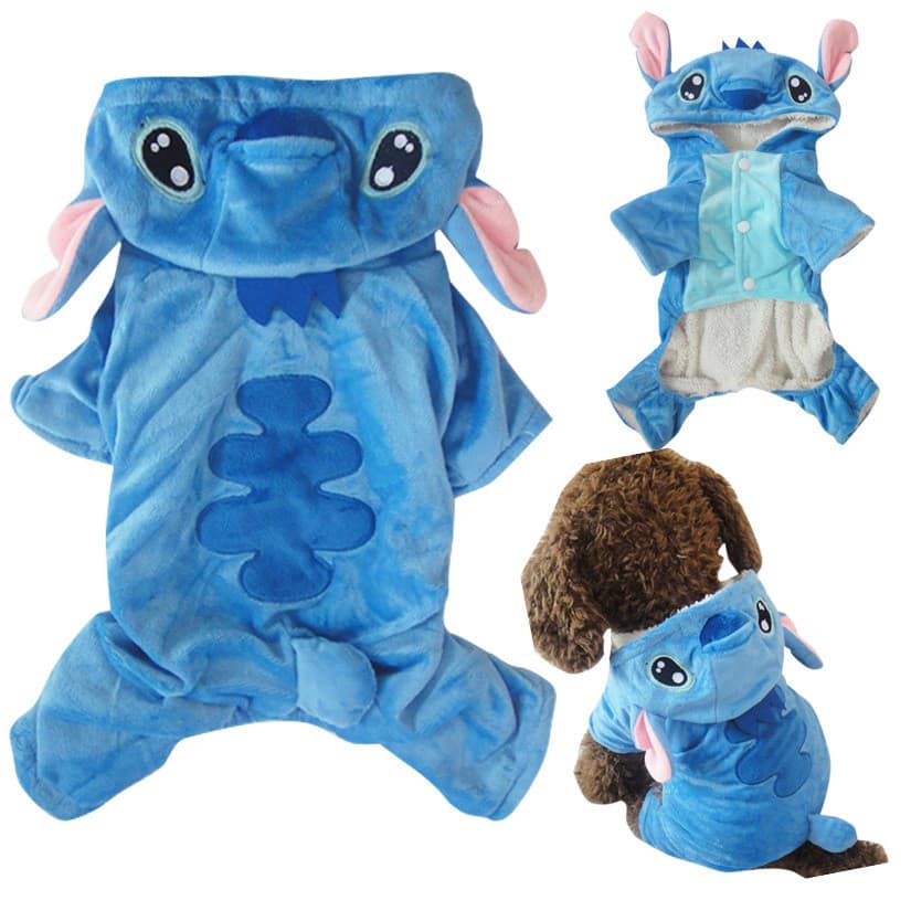 Roupa para cães Disney, roupa de quatro patas para bebê Stitch Interstellar, jaqueta de algodão para cães de outono e in
