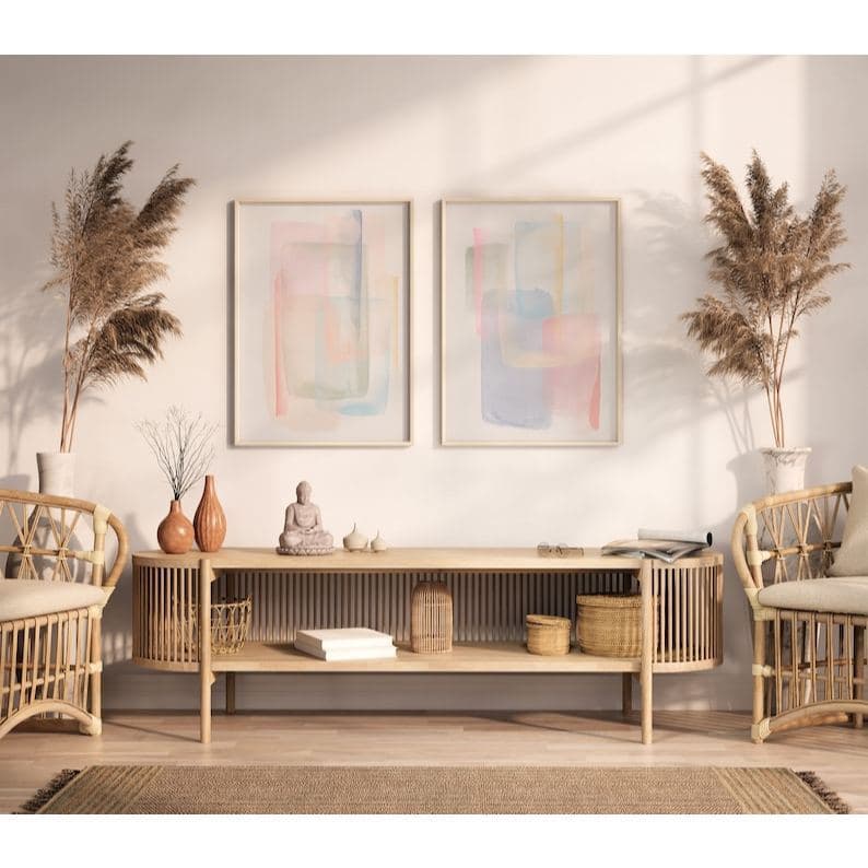 Kit 2 Quadros Abstrato Aquarela Decor