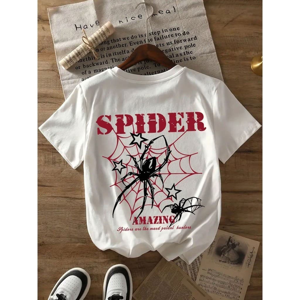 Camiseta Spider Aranha Teia Camisa Blusa Feminina De Algodão