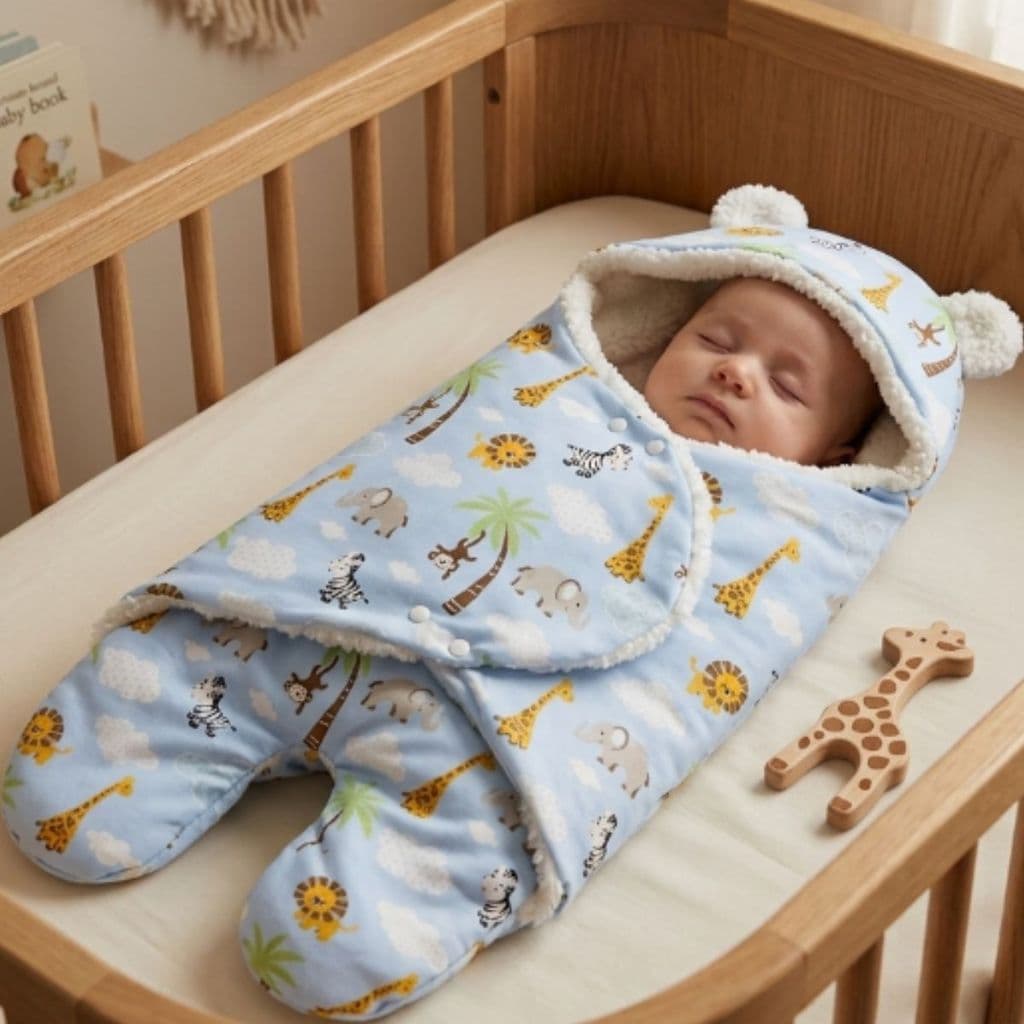 Saco de Dormir Bebê Sherpa 65x30cm Micropercal 200 Fios Quentinho com Botão