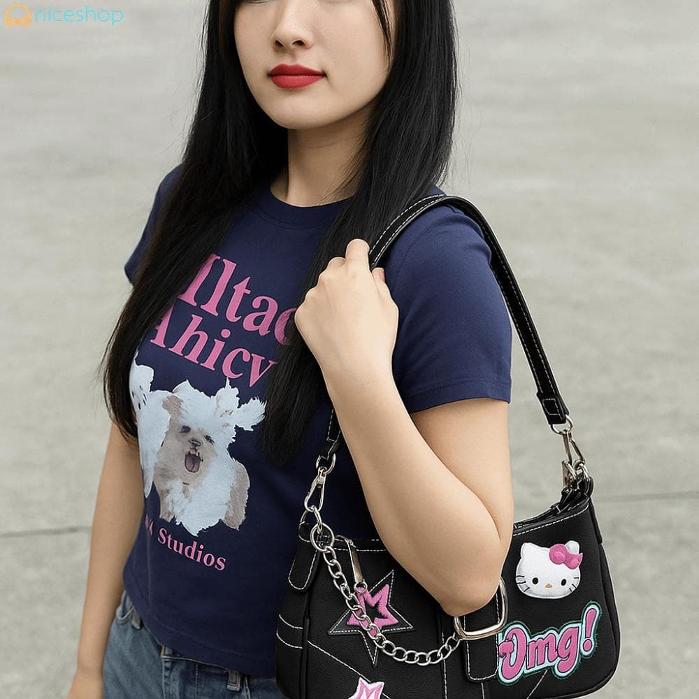 Bolsa de Ombro Compacta Estilo Coreano Mickey Ken, Adequada para Viagens Diárias F6UR