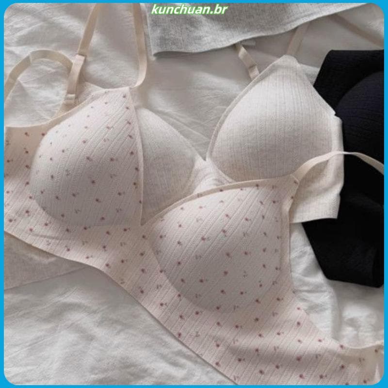 Novo doce Floral menina roupa interior triângulo copo fino seios pequenos reunidos sem anel de aço confortável mais magr