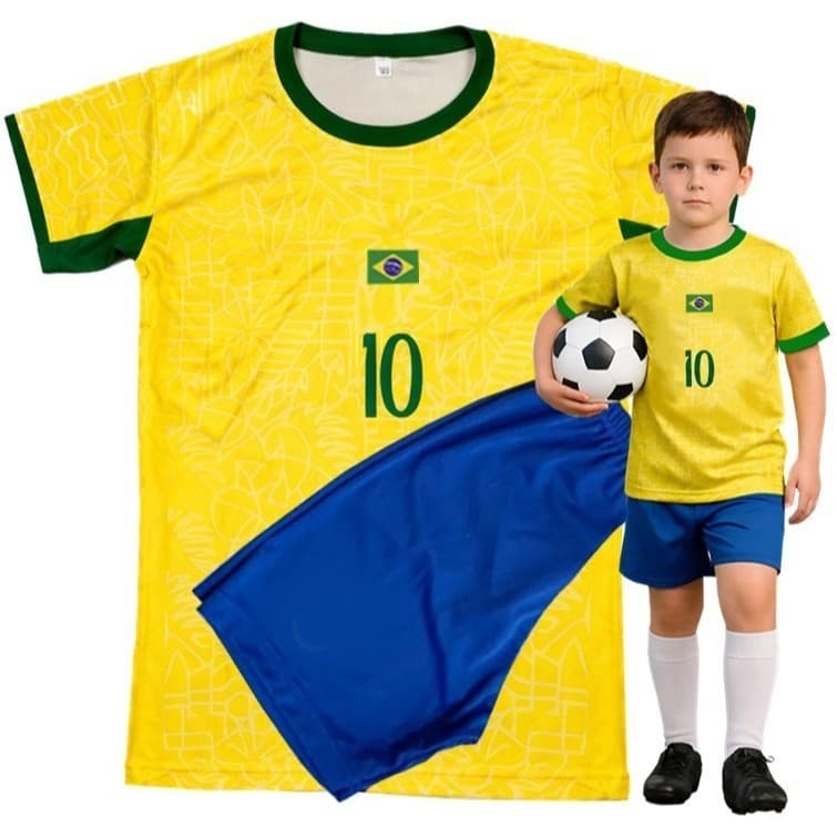 conjunto infantil juvenil do Brasil amarelo do 06 ao 14 A Pronta Entrega